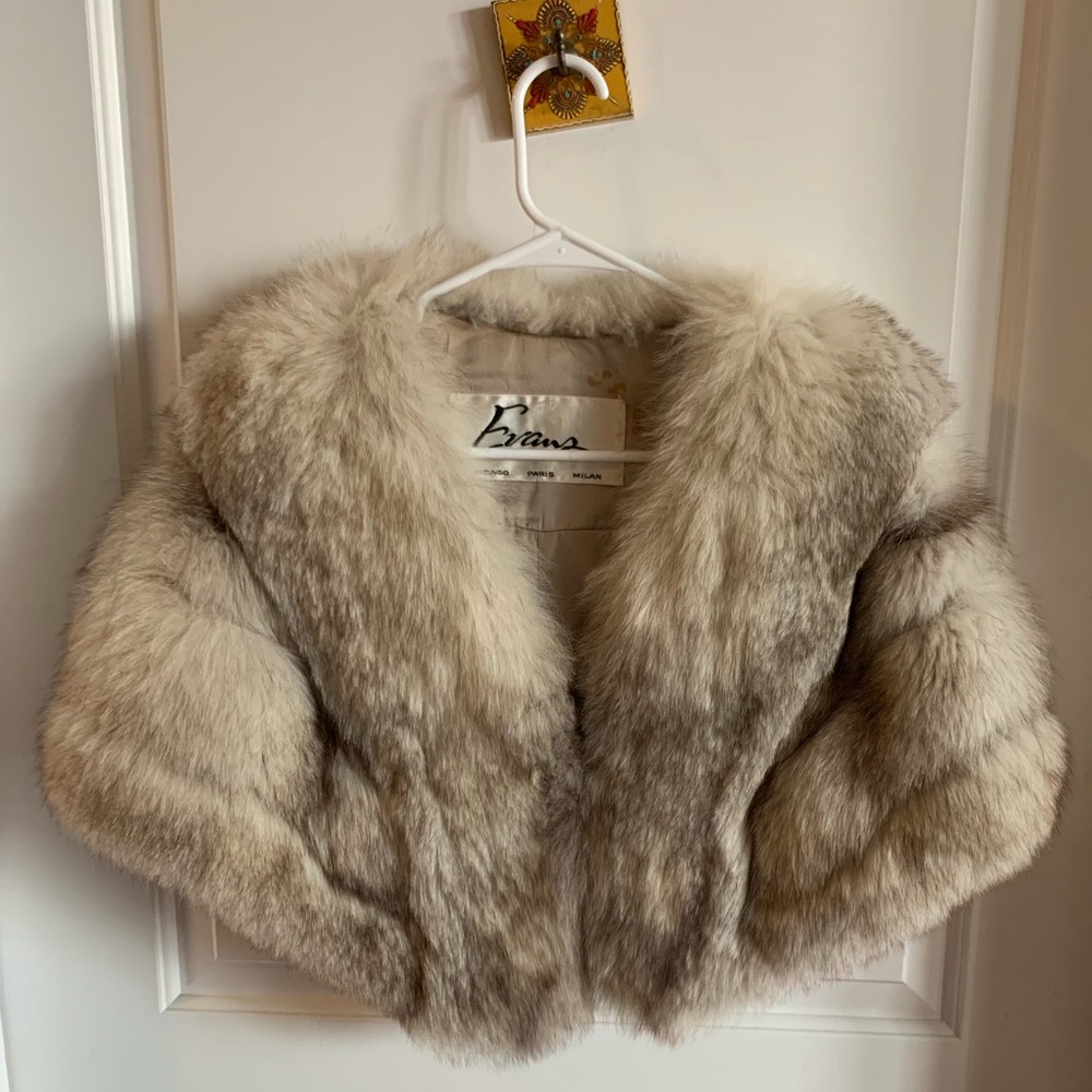 Luxurious white grey silver vintage fox fur coat